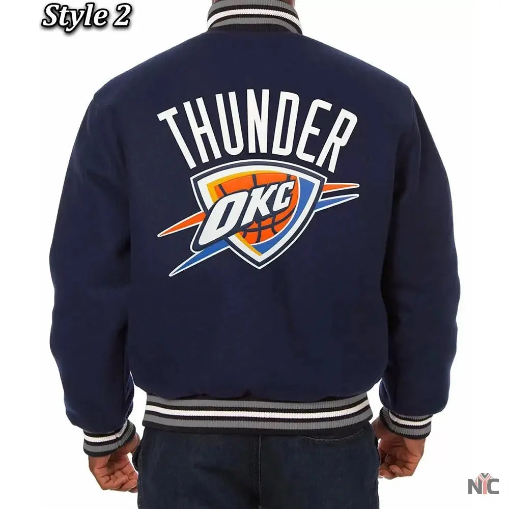 Varsity Oklahoma City Thunder Navy Wool Jacket NYC Jackets