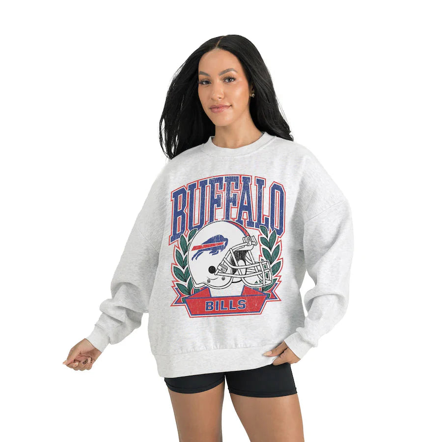 Women's Buffalo Bills Gameday Couture Gray Heritage Premium Fleece Pullover Sweatshirt Jacket99