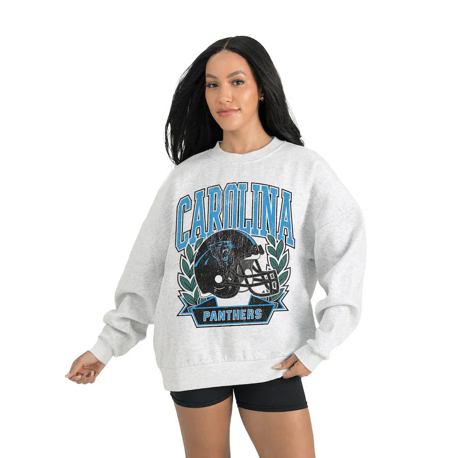 Women's Carolina Panthers Gameday Couture Gray Heritage Premium Fleece Pullover Sweatshirt Jacket99