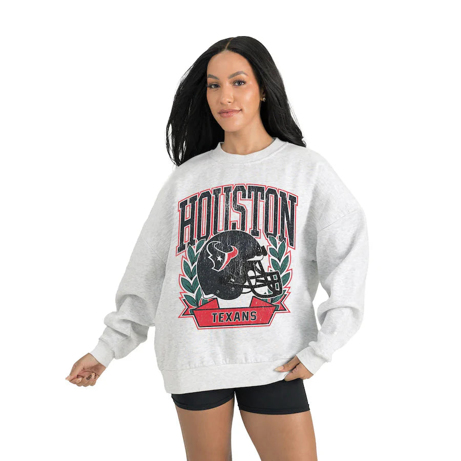 Women's Houston Texans Gameday Couture Gray Heritage Premium Fleece Pullover Sweatshirt Jacket99