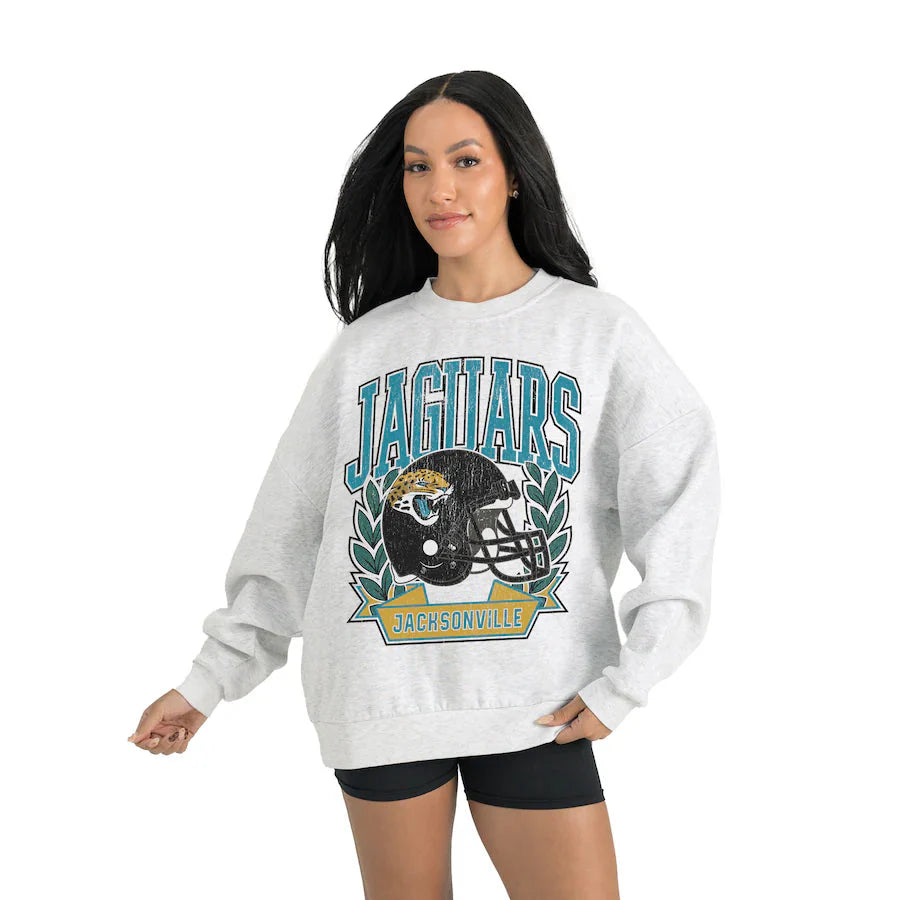 Women's Jacksonville Jaguars Gameday Couture Gray Heritage Premium Fleece Pullover Sweatshirt Jacket99
