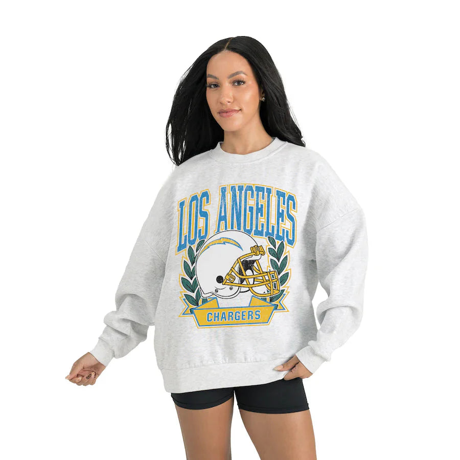 Women's Los Angeles Chargers Gameday Couture Gray Heritage Premium Fleece Pullover Sweatshirt Jacket99