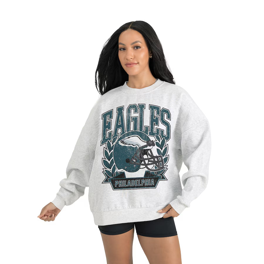 Women's Philadelphia Eagles Gameday Couture Gray Heritage Premium Fleece Pullover Sweatshirt Jacket99