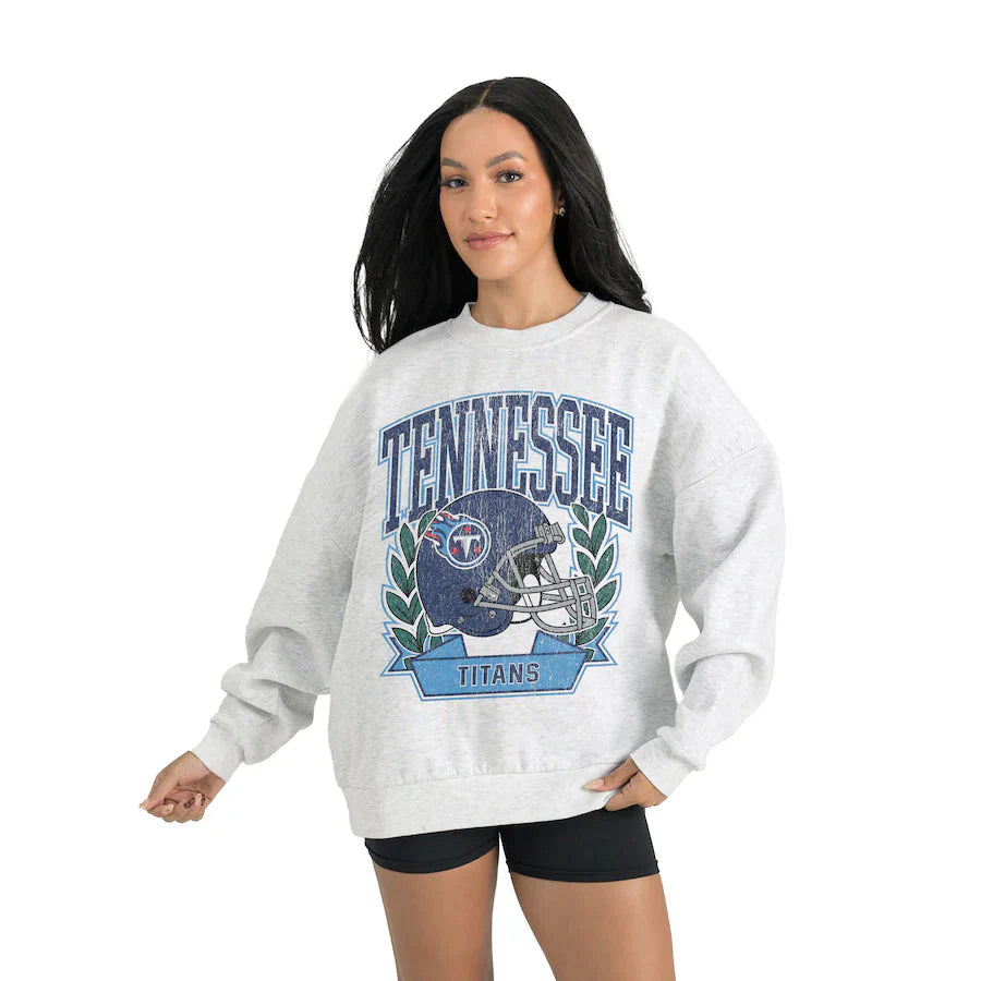 Women's Tennessee Titans Gameday Couture Gray Heritage Premium Fleece Pullover Sweatshirt Jacket99