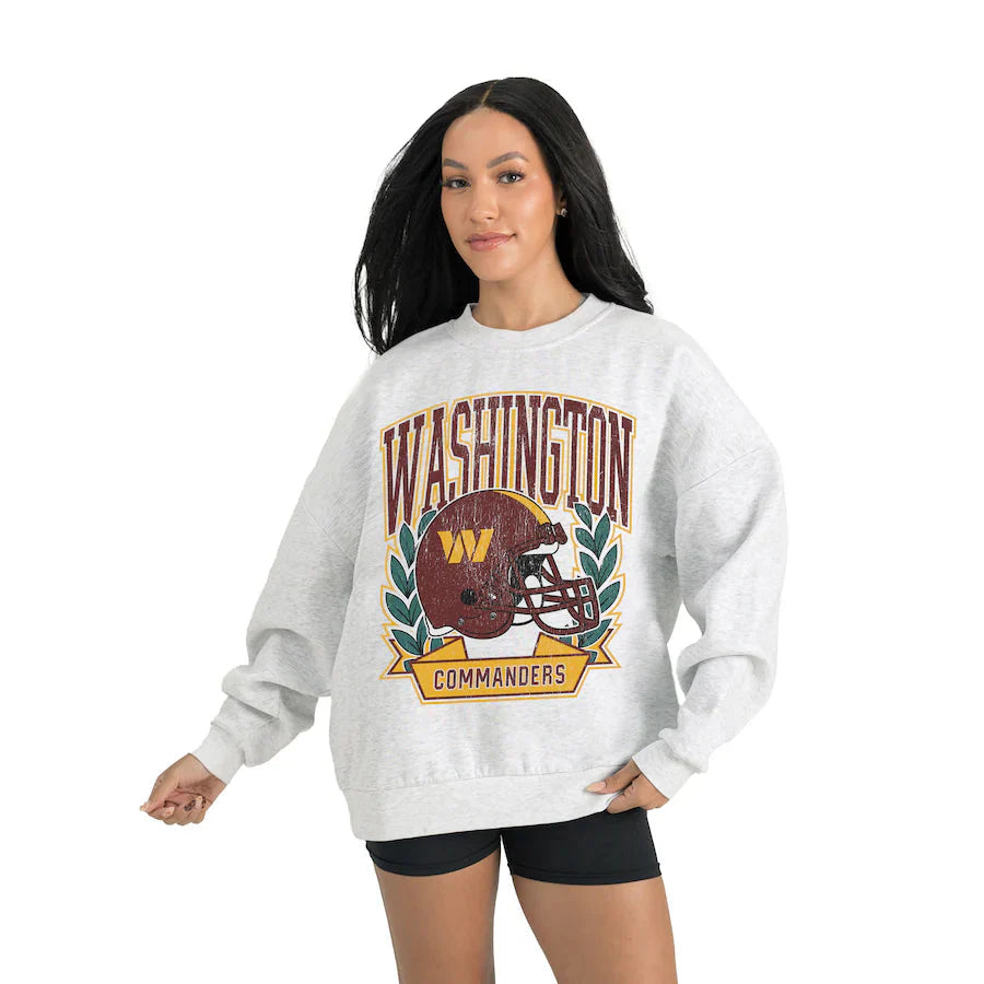 Women's Washington Commanders Gameday Couture Gray Heritage Premium Fleece Pullover Sweatshirt Jacket99