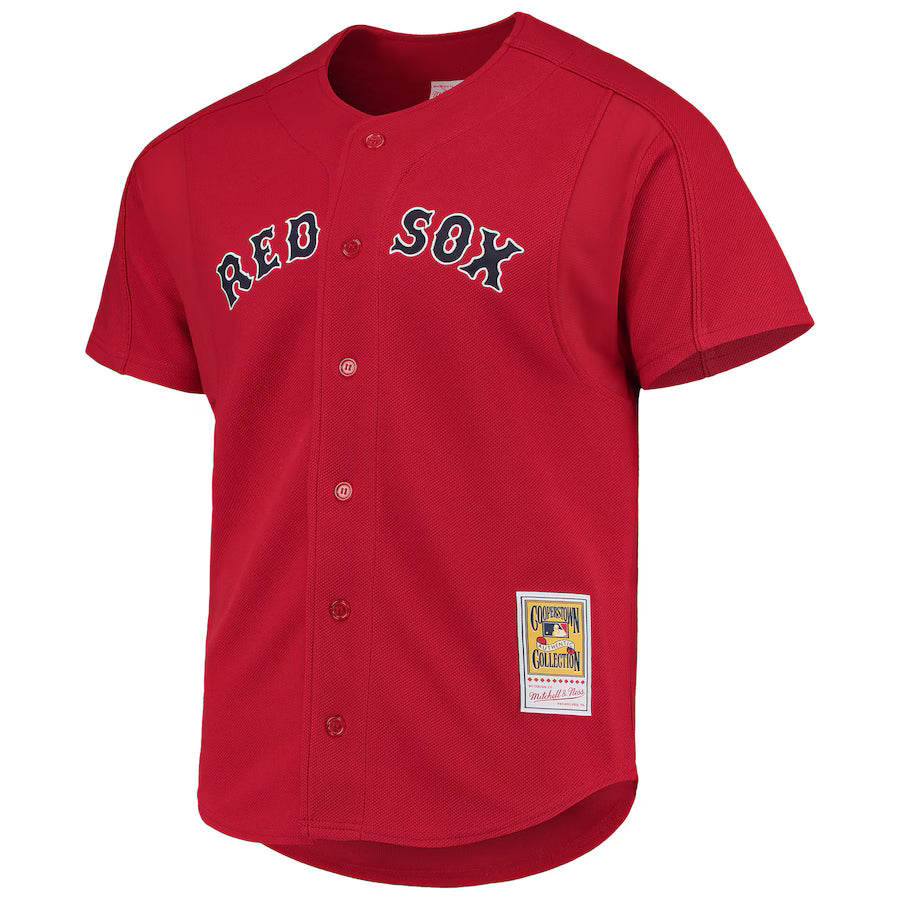 Men's Boston Red Sox David Ortiz Mitchell & Ness Red Cooperstown Collection Mesh Batting Practice Button-Up Jersey Kansas Jacket