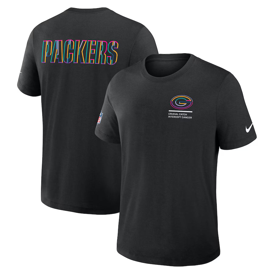 Green Bay Packers Nike Black 2025 NFL Crucial Catch Tri-Blend Dri-FIT T-Shirt Jacket99