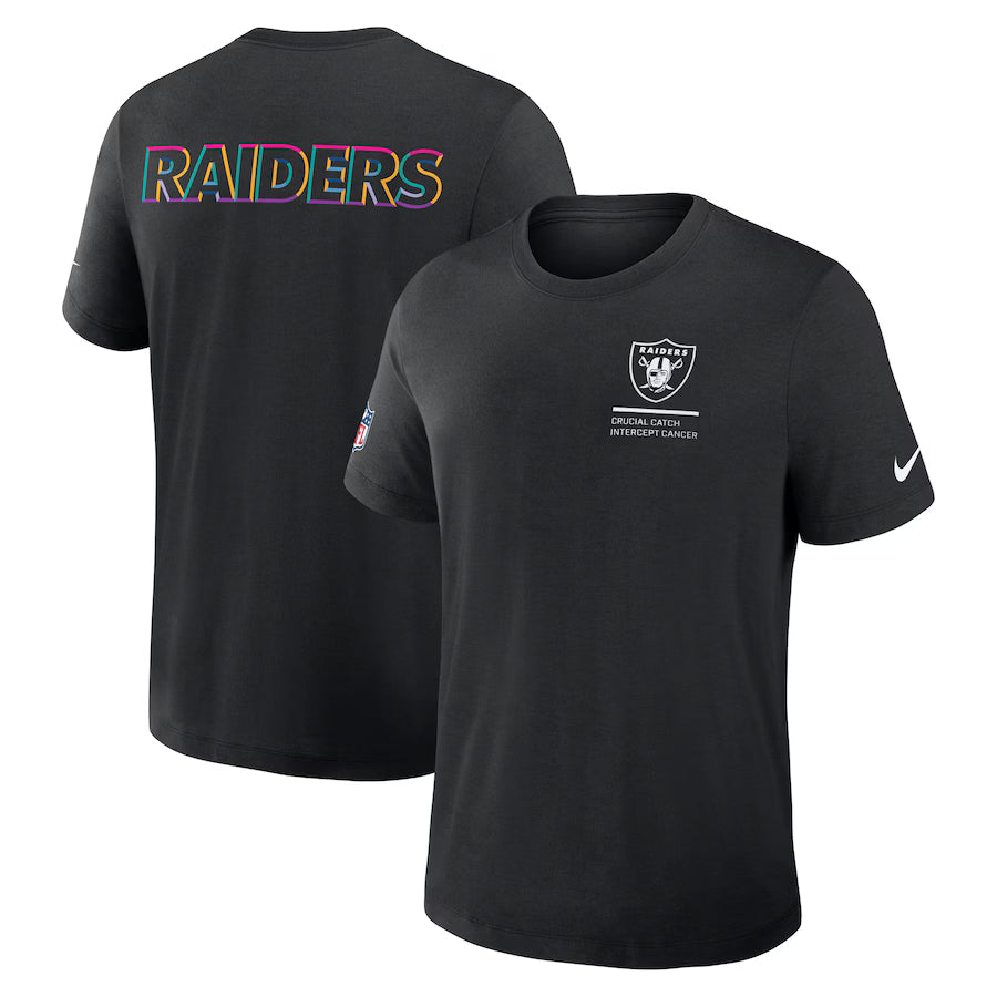 Las Vegas Raiders Nike Black 2025 NFL Crucial Catch Tri-Blend Dri-FIT T-Shirt Jacket99
