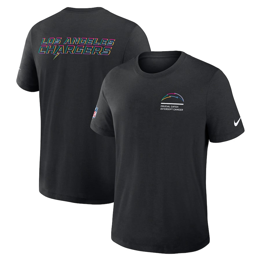 Los Angeles Chargers Nike Black 2025 NFL Crucial Catch Tri-Blend Dri-FIT T-Shirt Jacket99