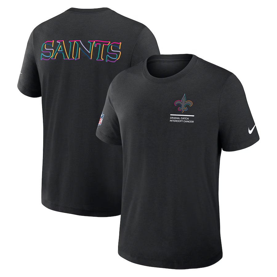New Orleans Saints Nike Black 2025 NFL Crucial Catch Tri-Blend Dri-FIT T-Shirt Jacket99