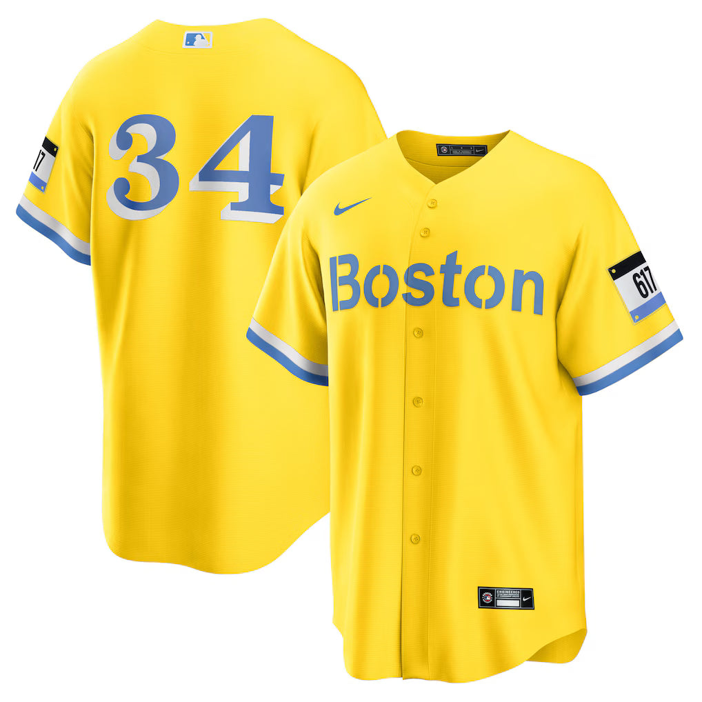Men's Boston Red Sox David Ortiz Nike Gold Retired Player City Connect Replica Jersey Kansas Jacket