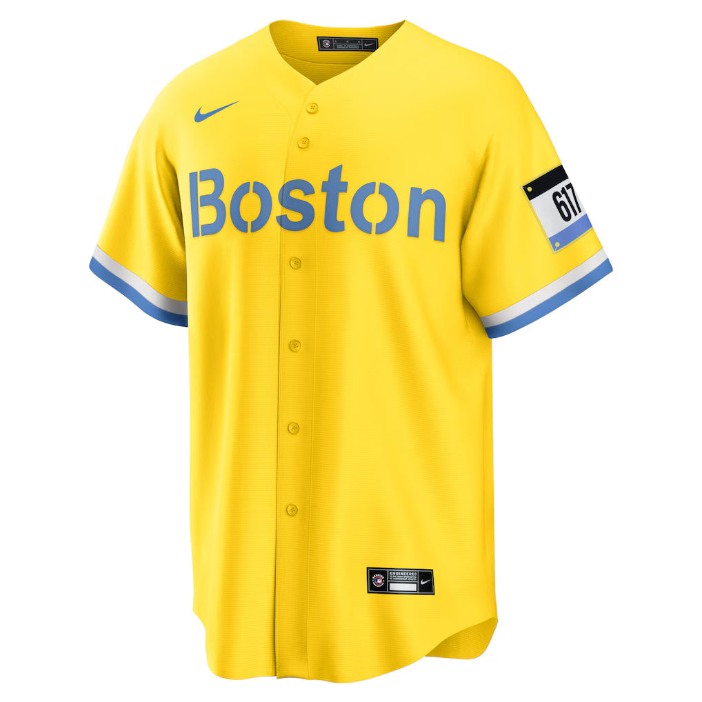 Men's Boston Red Sox David Ortiz Nike Gold Retired Player City Connect Replica Jersey Kansas Jacket