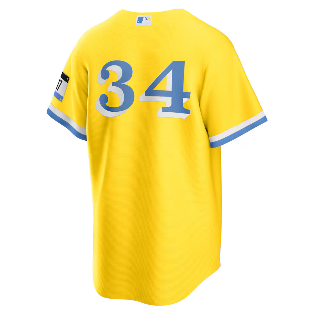 Men's Boston Red Sox David Ortiz Nike Gold Retired Player City Connect Replica Jersey Kansas Jacket