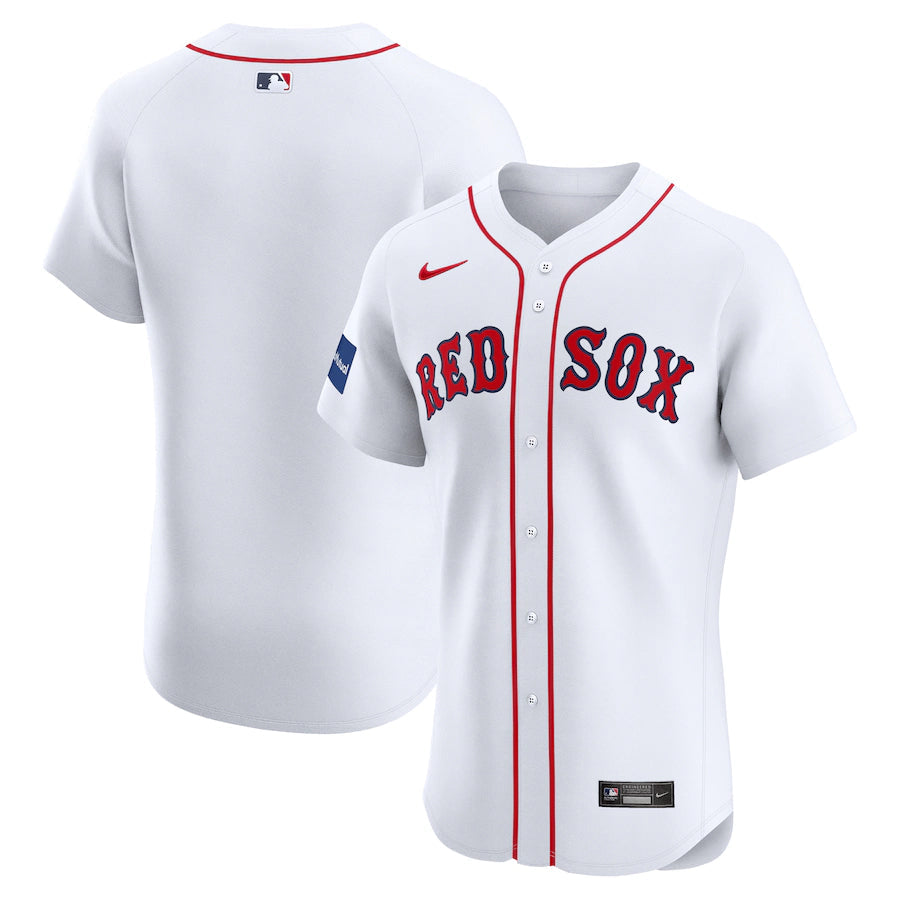 Men's Boston Red Sox Nike White Home Elite Patch Jersey Kansas JacketMen's Boston Red Sox Nike White Home Elite Patch Jersey