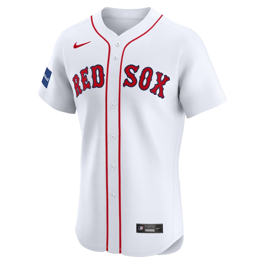 Men's Boston Red Sox Nike White Home Elite Patch Jersey Kansas JacketMen's Boston Red Sox Nike White Home Elite Patch Jersey