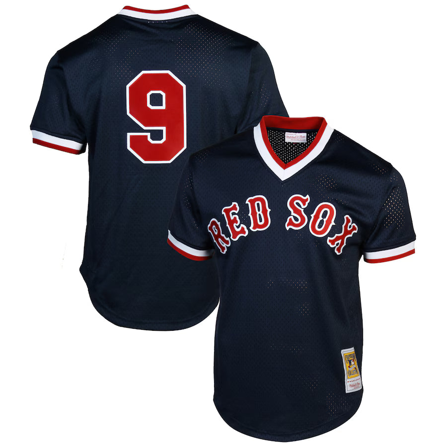 Mitchell & Ness Ted Williams Boston Red Sox 1990 Authentic Cooperstown Collection Batting Practice Jersey - Navy Blue Kansas Jacket