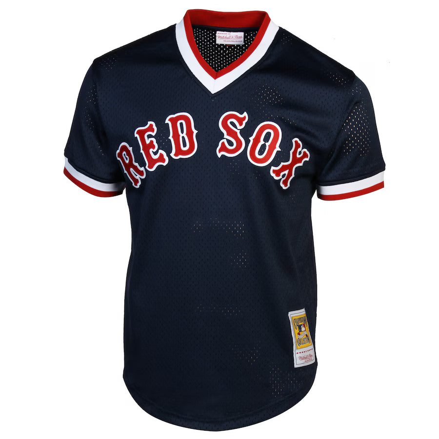 Mitchell & Ness Ted Williams Boston Red Sox 1990 Authentic Cooperstown Collection Batting Practice Jersey - Navy Blue Kansas Jacket