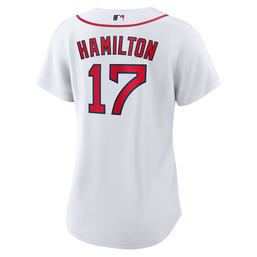 Women's Boston Red Sox David Hamilton Nike White Home Replica Jersey Kansas Jacket