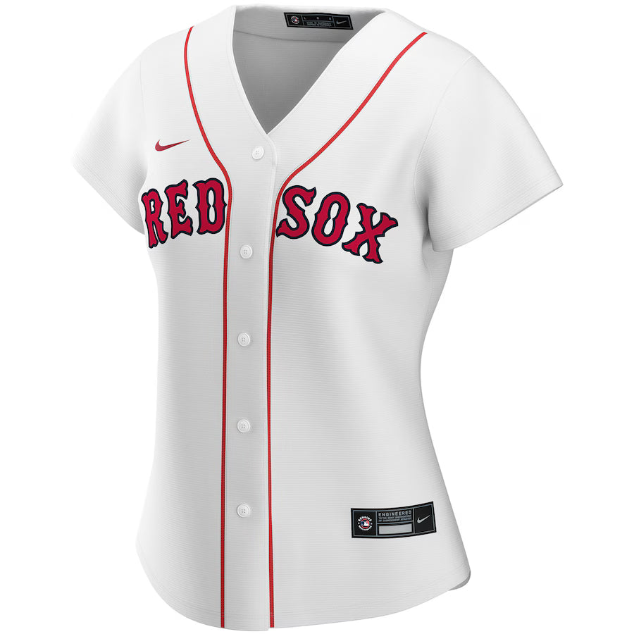 Women's Boston Red Sox Nike White Home Replica Custom Jersey Kansas Jacket
