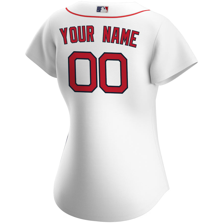 Women's Boston Red Sox Nike White Home Replica Custom Jersey Kansas Jacket