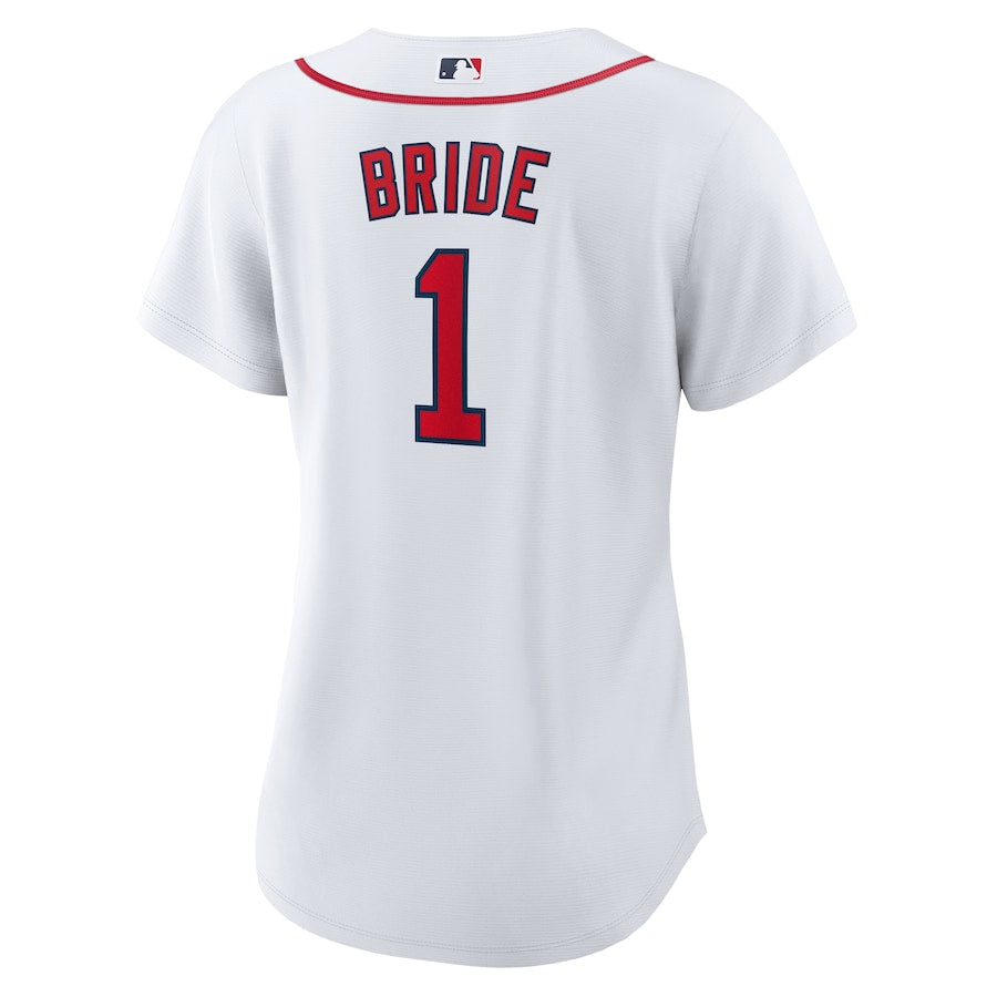 Women's Boston Red Sox Nike White #1 Bride Home Replica Jersey Kansas Jacket