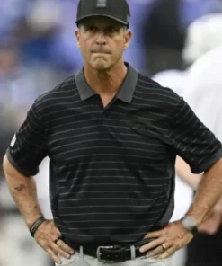John Harbaugh NFL Preseason 2025 Black Polo Shirt