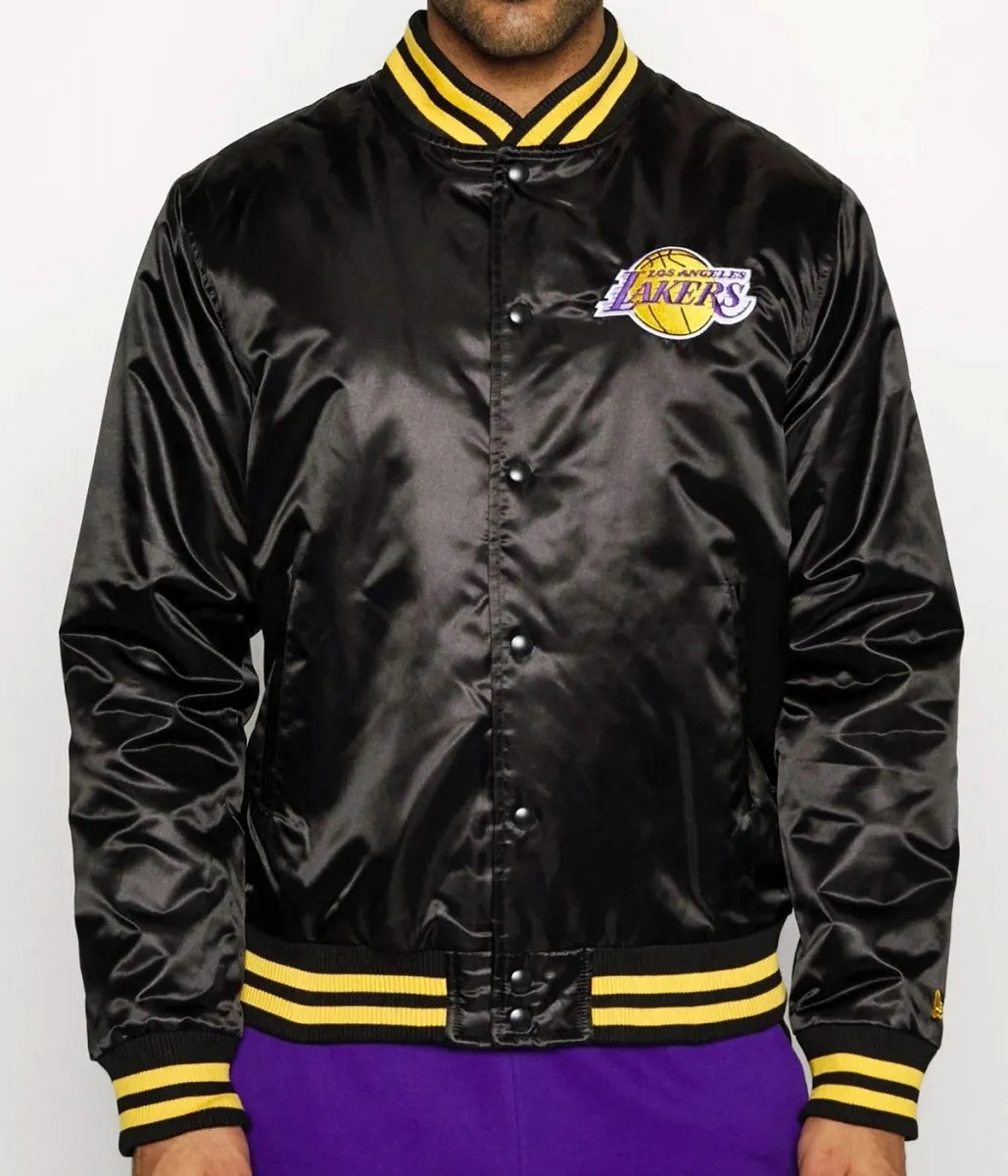 LA-Lakers-Black-Bomber-Wordmark-Jacket LA Lakers Black Bomber Wordmark Jacket