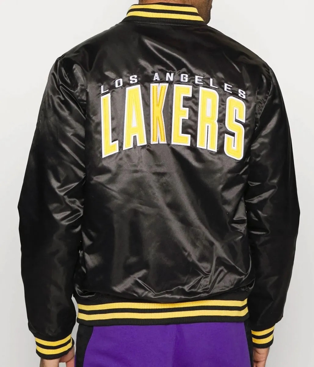 LA-Lakers-Black-Bomber-Wordmark-Jackets - Copy LA Lakers Black Bomber Wordmark Jacket