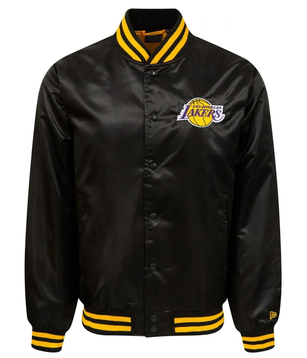 LA-Lakers-Black-Bomber-Wordmark-Jacketss LA Lakers Black Bomber Wordmark Jacket