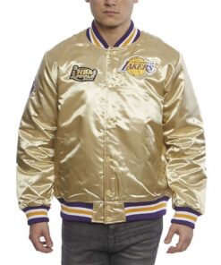 LA Lakers Championship Game Gold Satin Jacket