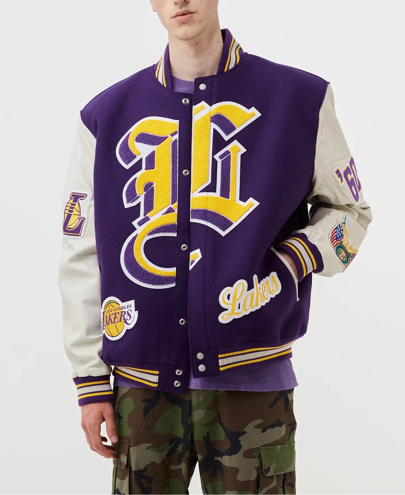 LA Lakers Purple and White Wool Letterman Jacket LA Lakers Purple and White Wool Letterman Jacket