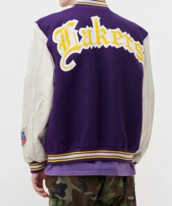 LA Lakers Purple and White Wool Letterman Jacket