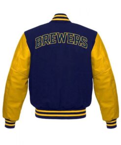 Letterman Milwaukee Brewers Yellow and Blue Jacket