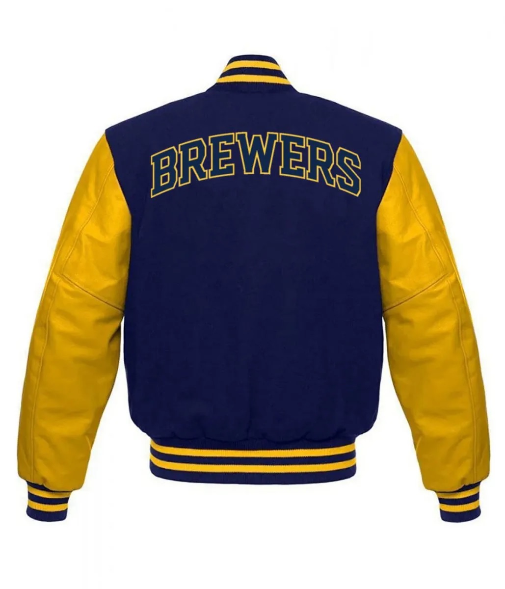 Letterman Milwaukee Brewers Yellow and Blue Jacket Letterman Milwaukee Brewers Yellow and Blue Jacket