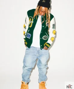 Lil Wayne for OVO x NFL Green Varsity Jacket
