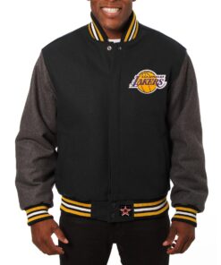 Los Angeles Lakers Black & Grey Wool Varsity Jacket