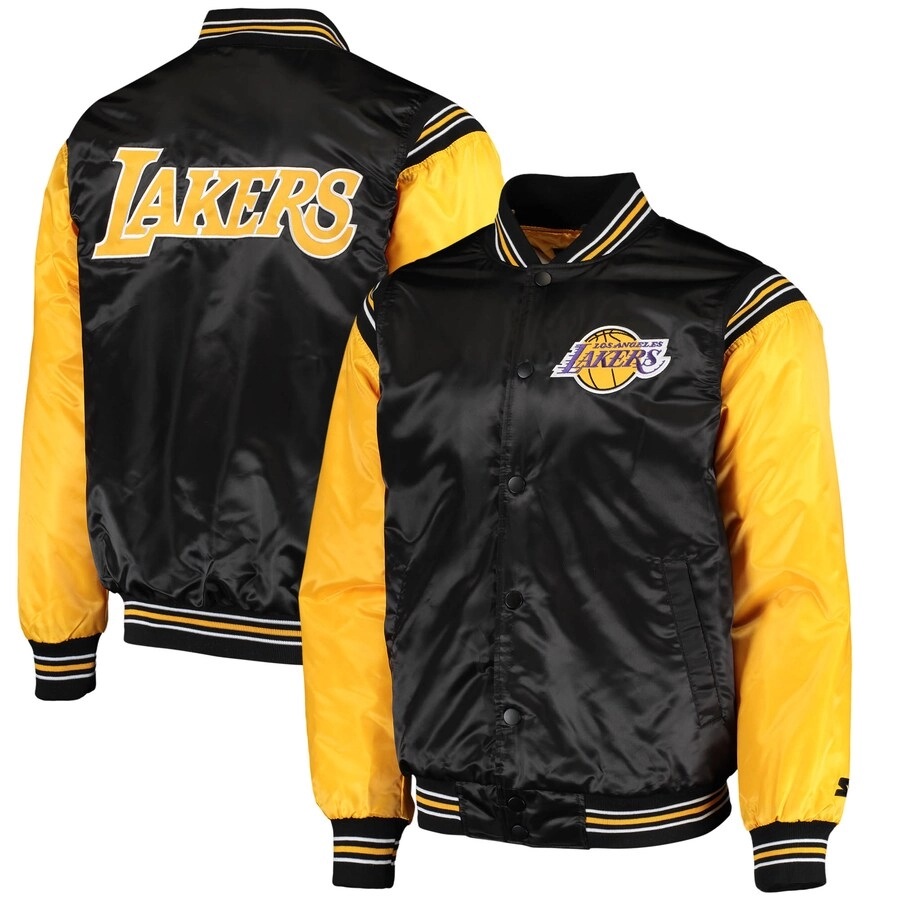 Los Angeles Lakers Enforcer Full-Snap Satin Varsity Jacket