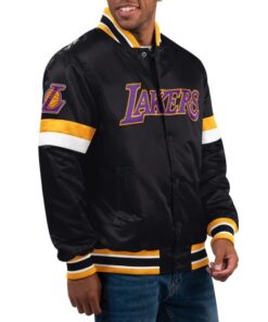 Los Angeles Lakers Home Game Black Satin Varsity Jacket