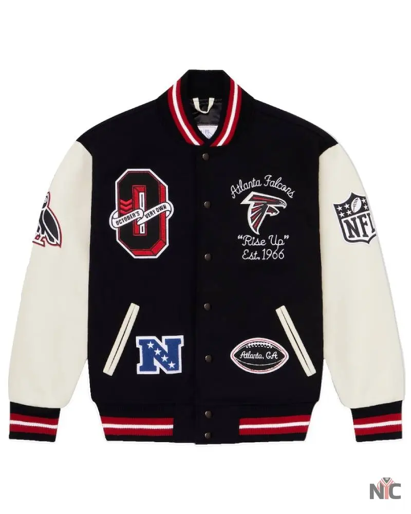 Men’s OVO x NFL Black Atlanta Falcons Full-Snap Varsity Jacket