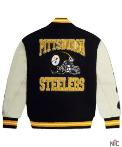 Men’s Pittsburgh Steelers OVO x NFL Black Full-Snap Varsity Jacket