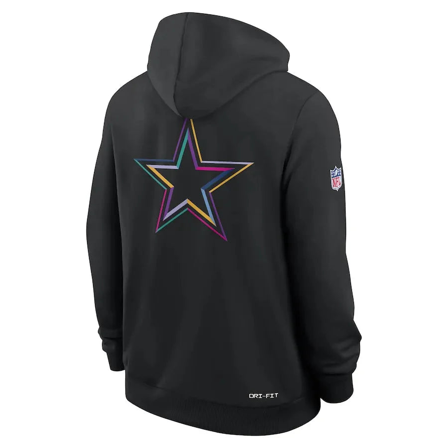 Dallas Cowboys Nike Black 2025 NFL Crucial Catch Sideline Standard Issue Dri-FIT Hoodie Dallas Cowboys Nike Black 2025 NFL Crucial Catch Sideline Standard Issue Dri-FIT Hoodie