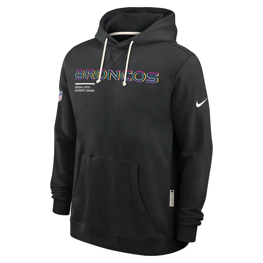 Denver Broncos Nike Black 2025 NFL Crucial Catch Sideline Standard Issue Dri-FIT Hoodie