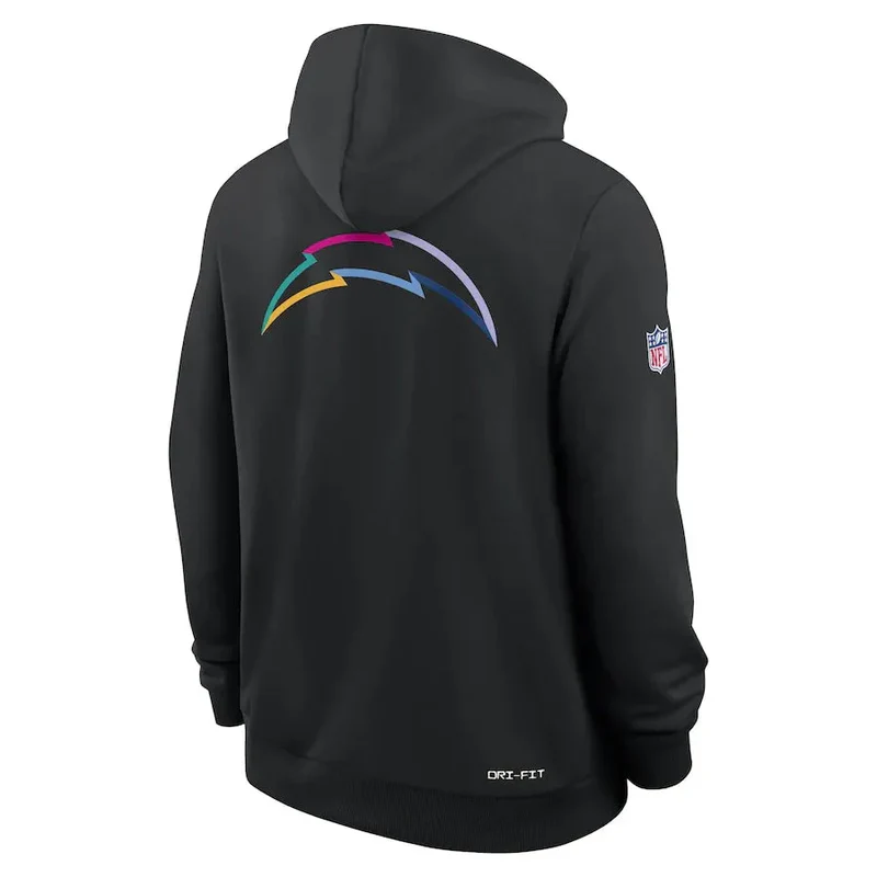 Los Angeles Chargers Nike Black 2025 NFL Crucial Catch Sideline Standard Issue Dri-FIT Hoodie