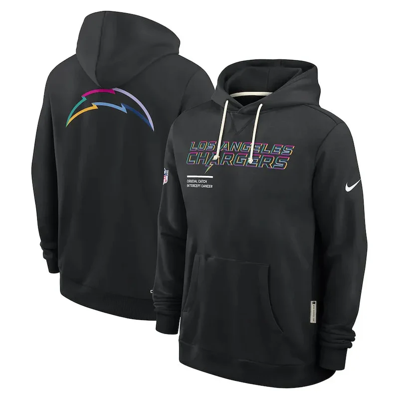 Los Angeles Chargers Nike Black 2025 NFL Crucial Catch Sideline Standard Issue Dri-FIT Hoodie