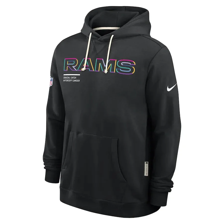 Los Angeles Rams Nike Black 2025 NFL Crucial Catch Sideline Standard Issue Dri-FIT Hoodie