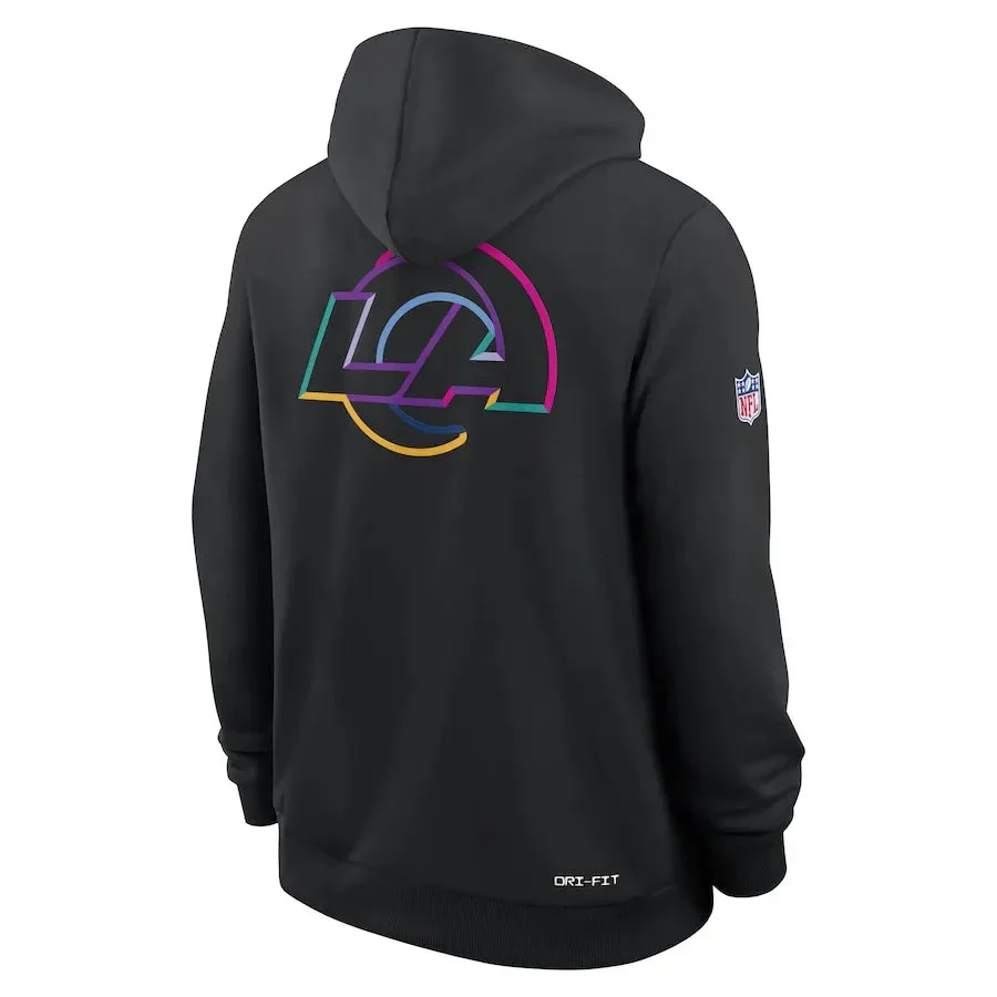 Los Angeles Rams Nike Black 2025 NFL Crucial Catch Sideline Standard Issue Dri-FIT Hoodie Los Angeles Rams Nike Black 2025 NFL Crucial Catch Sideline Standard Issue Dri-FIT Hoodie