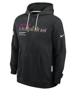 Miami Dolphins Nike Black 2025 NFL Crucial Catch Sideline Standard Issue Dri-FIT Hoodie