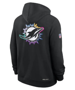 Miami Dolphins Nike Black 2025 NFL Crucial Catch Sideline Standard Issue Dri-FIT Hoodie