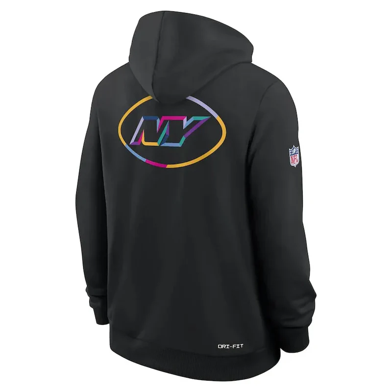 New York Jets Nike Black 2025 NFL Crucial Catch Sideline Standard Issue Dri-FIT Hoodie New York Jets Nike Black 2025 NFL Crucial Catch Sideline Standard Issue Dri-FIT Hoodie