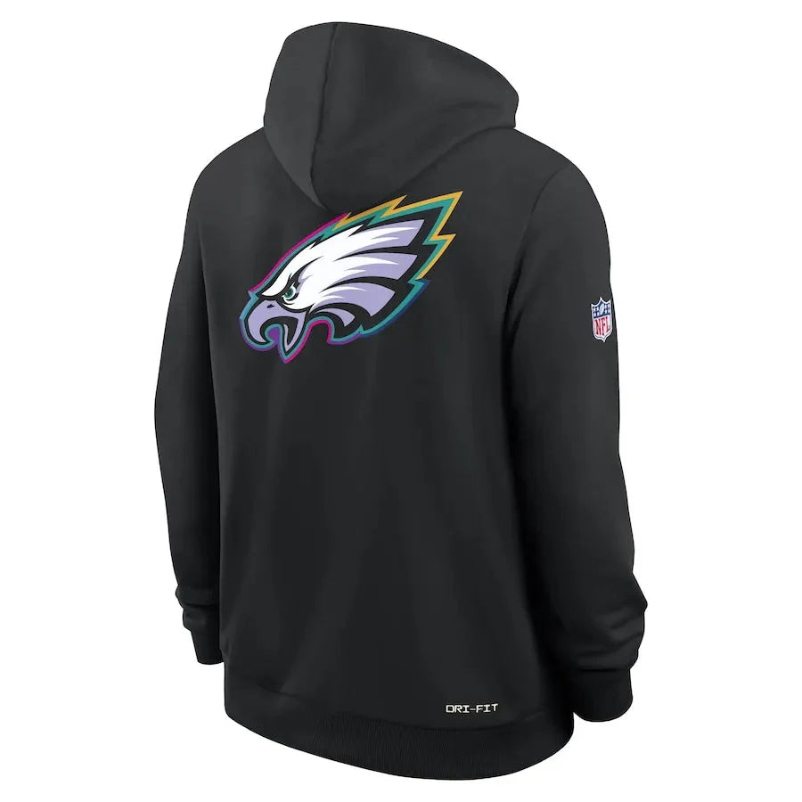 Philadelphia Eagles Nike Black 2025 NFL Crucial Catch Sideline Standard Issue Dri-FIT Hoodie Philadelphia Eagles Nike Black 2025 NFL Crucial Catch Sideline Standard Issue Dri-FIT Hoodie